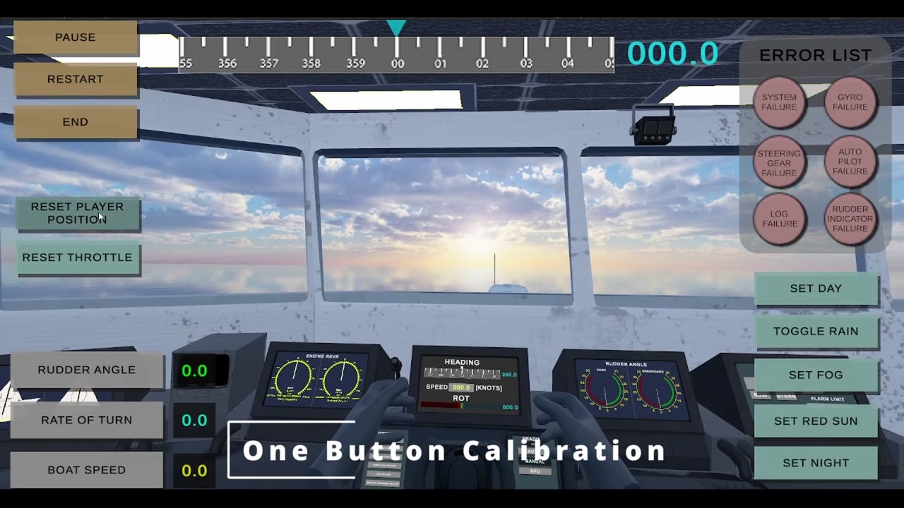Helmsman simulator bridge view