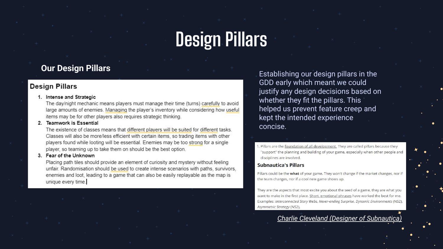 Shatterfall design pillars: Intense and Strategic, Teamwork is Essential, Fear of the Unknown