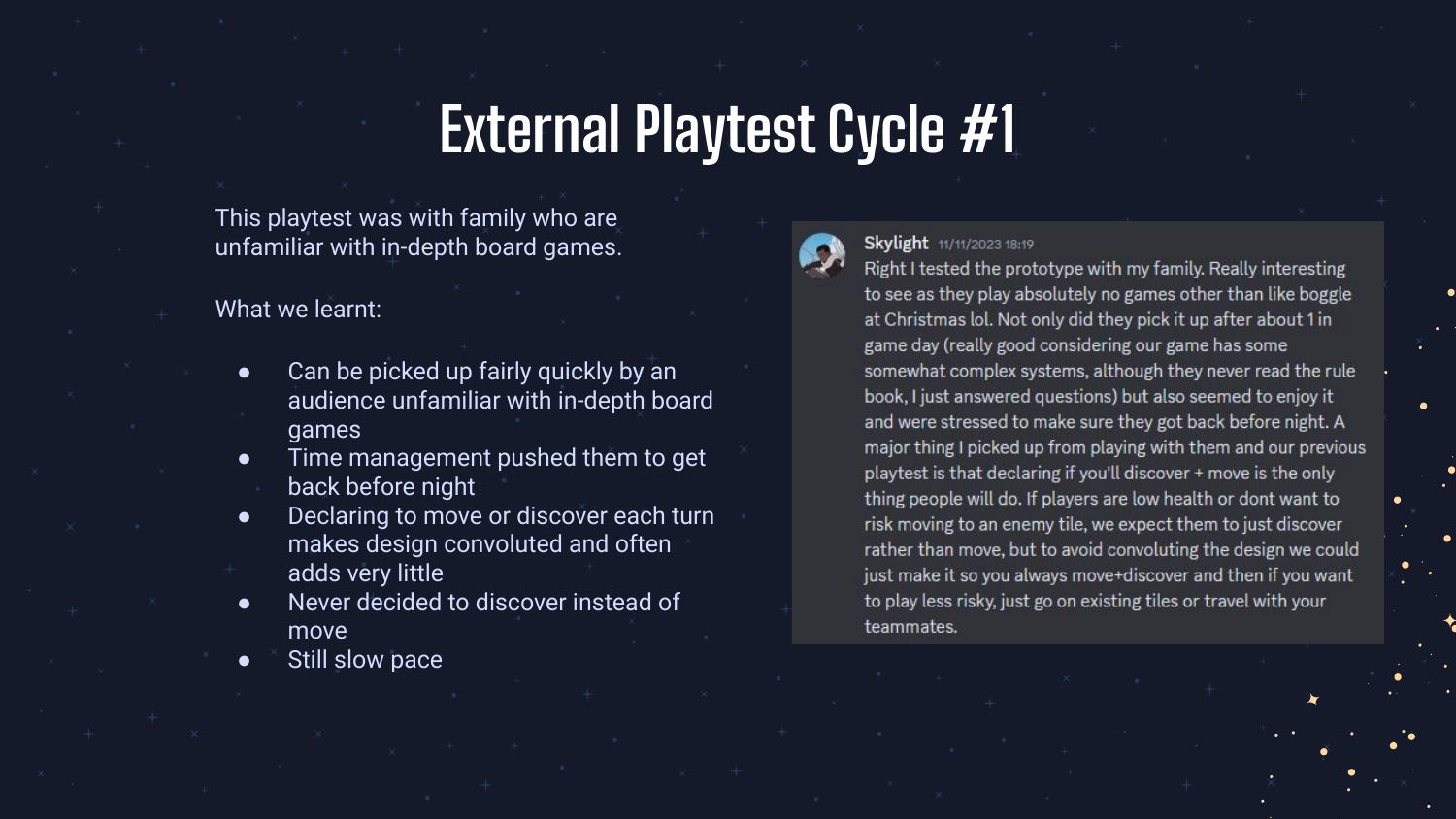 External playtest cycle 1 findings