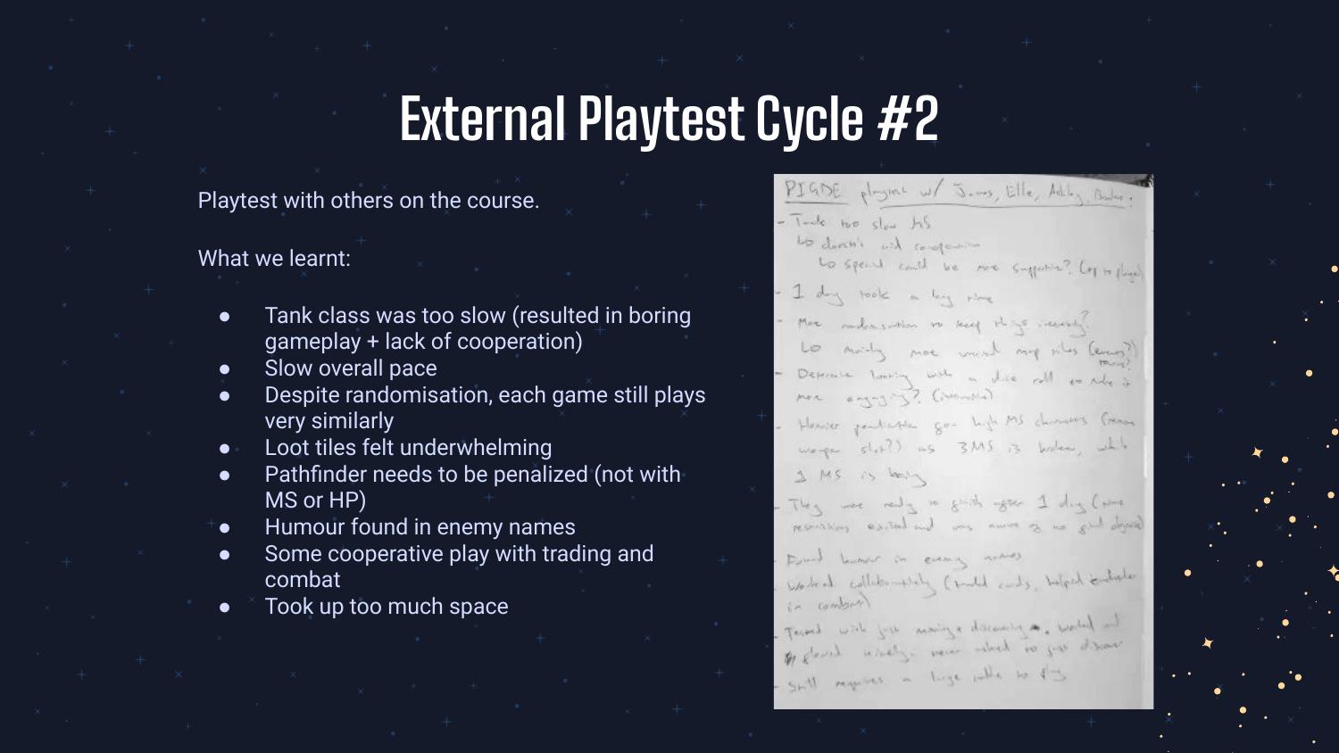 External playtest cycle 2 findings